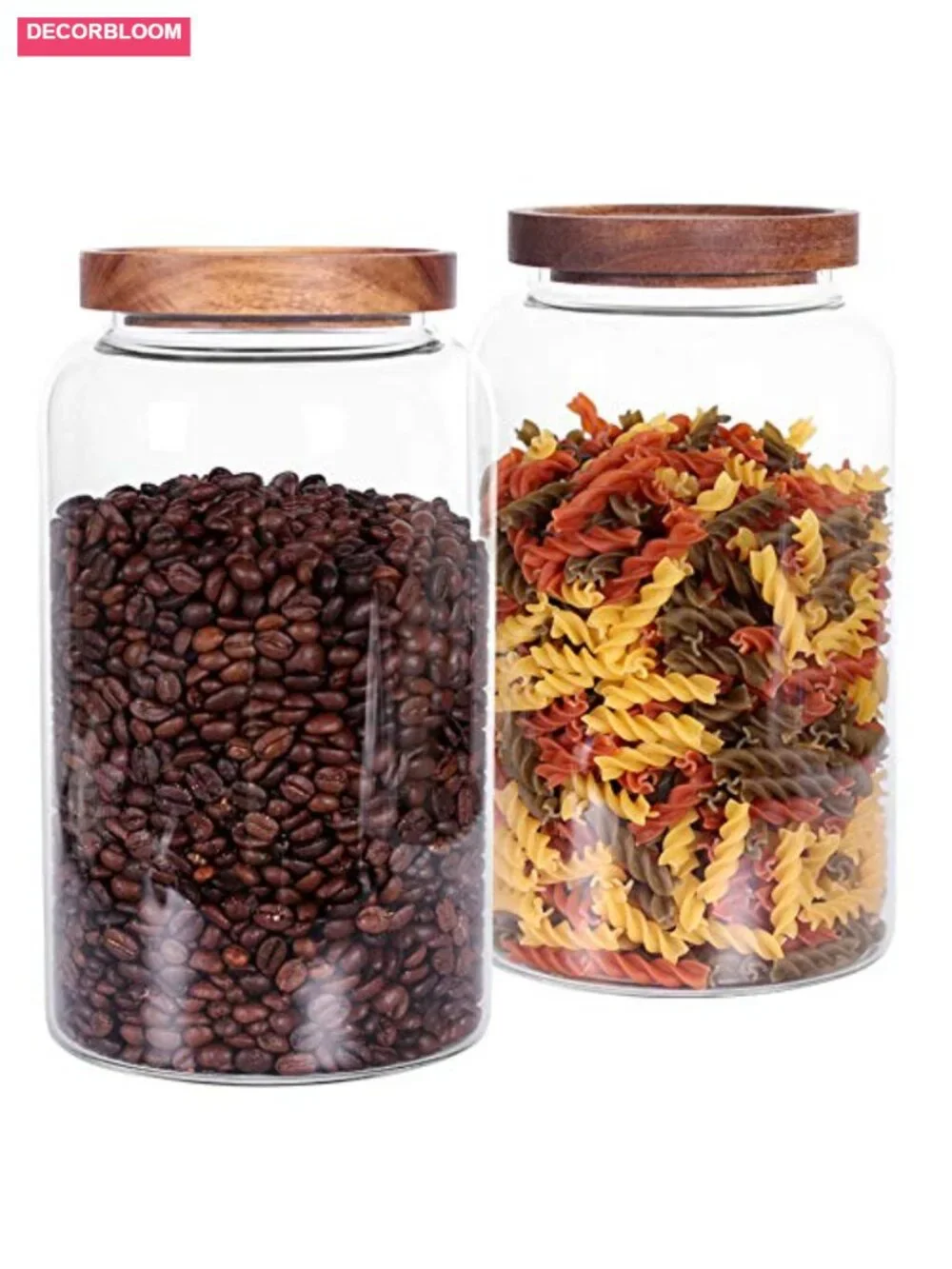 Large Glass Jar with Airtight Lid Set of 2 93 FL OZ Food Canisters